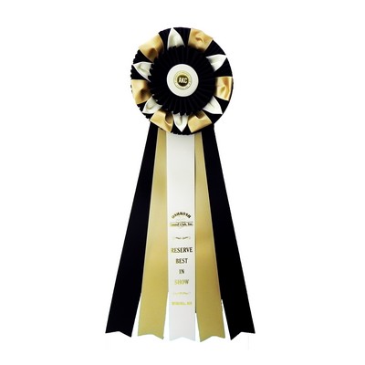 Custom Pleated & Flower Rosette Ribbon w/ 5 Streamers (7"x 23")