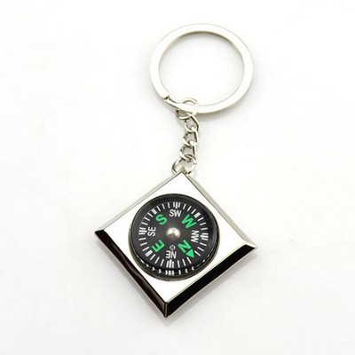 Metal Diamond Compass Keychain