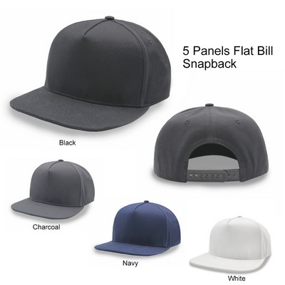 5 Panel Flat Bill Snapback Cap