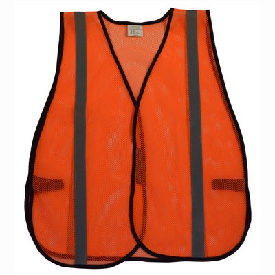 NON-ANSI Orange Mesh Safety Vest - 1" Silver Tape