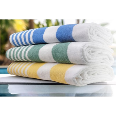 2-Ply Canary Yellow Tropical Stripe Pool Towels (32"x70")