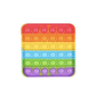 Silicone Rainbow Color Square Popper Toy