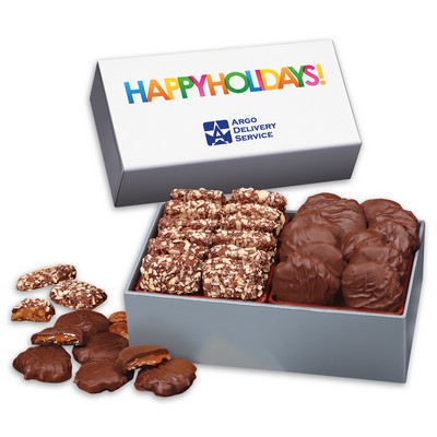 Toffee & Pecan Clusters in Gift Box with Happy Holidays Sleeve