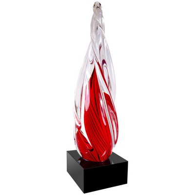 12" Red Twisted Spire Award w/Black Base