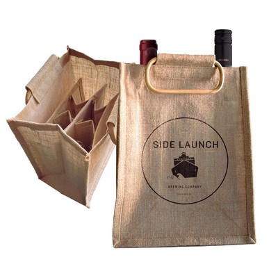 Six Bottles Jute Wine Bag