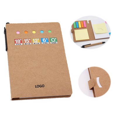 Kraft Cover Sticky Notes Notebook With Pen