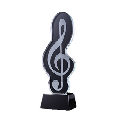 Music Notes Shape Crystal Trophy With Base