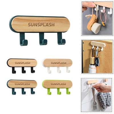 Wooden Self Adhesive Wall Mounted Hooks