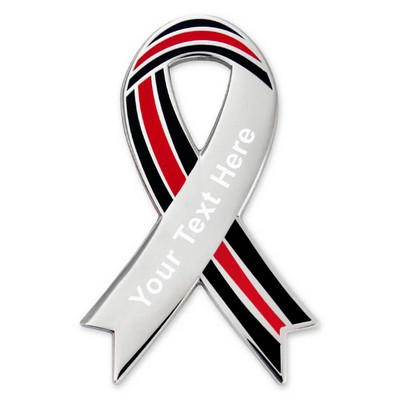 Thin Red Line Ribbon Lapel Pin - Engravable