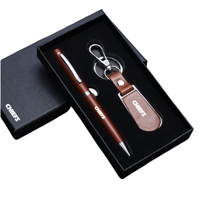 2-Piece Gift Set Metal Signature Pen and Key Chain