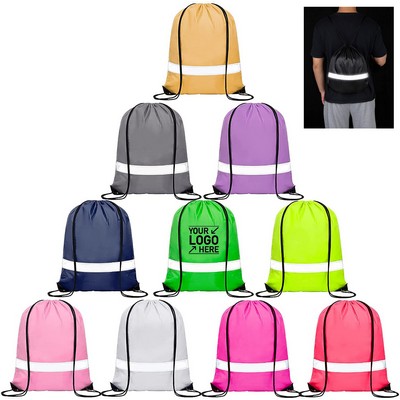 Reflective Drawstring Backpack 13" X 16"