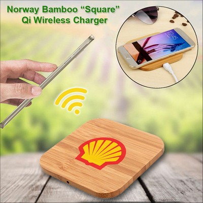 Norway Bamboo "Eco Friendly" Qi Wireless Charging 15 Watts Pad - Square