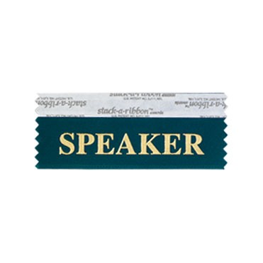 Speaker Stk A Rbn Teal Ribbon Gold Imprint