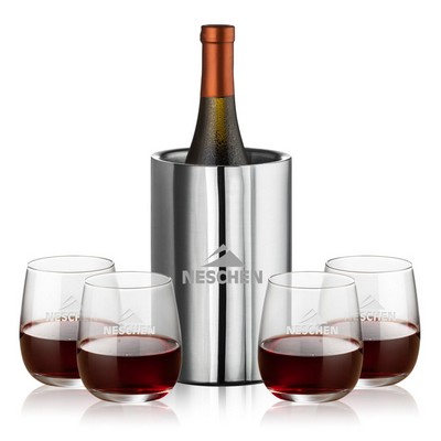 Jacobs Wine Cooler & 4 Crestview Stemless Wine