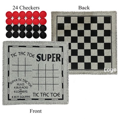 Jumbo Checkers Board Game Mat and Giant Tic Tac Toe 3-in-1 Set For Kids and Adults