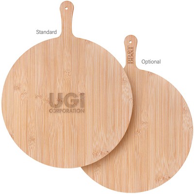 15-Inch Round Bamboo Cutting Board with Handle (Factory Direct - 10-12 Weeks Ocean)