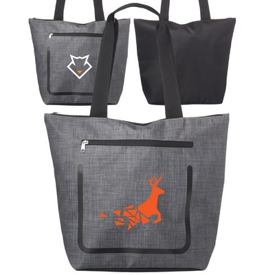 Stylish Durable Zip Pocket Shopping Tote Bag (16" X 14")