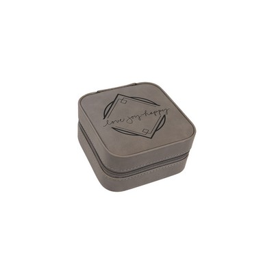 Gray Leatherette Travel Jewelry Box