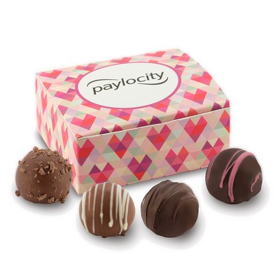 Valentine's Day 4 Piece Belgian Truffle Box (Featuring Soft-Touch Finish)