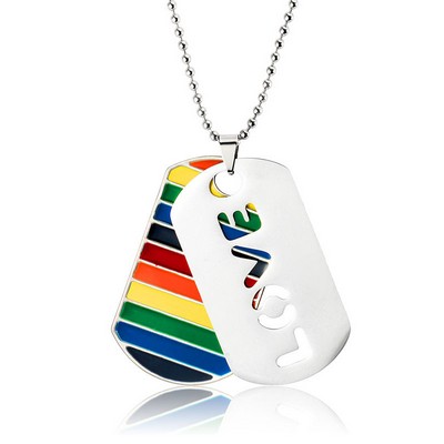 Rainbow Love Tag Necklace