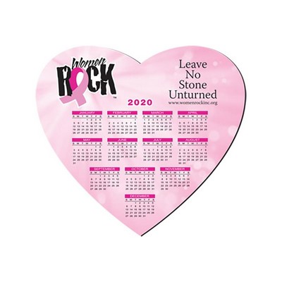 8"X8" Heart Shape Hard Top Calendar Mouse Pad 1/8" Foam Base