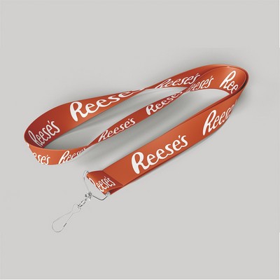 1" Texas Orange custom lanyard printed with company logo with Jay Hook attachment 1"