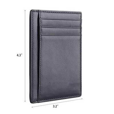 RFID Blocking Front Men's Slim Leather Wallet