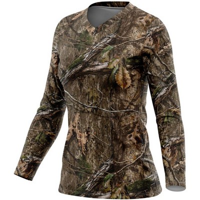 Mossy Oak® Women's 4.4 Oz. Polyester Interlock Long Sleeve T-Shirt