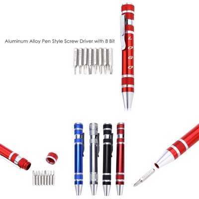 8 in 1 Magnetic Aluminum Screwdriver Set