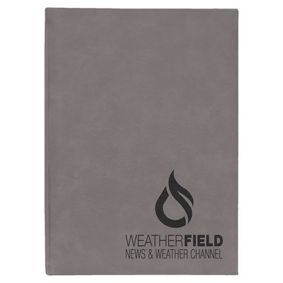 7" x 9 3/4" Gray Laserable Leatherette Journal-Lined Paper