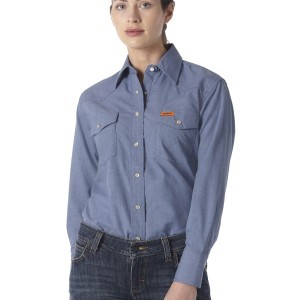 Wrangler® Women's Blue Flame Resistant Snap Work Shirt