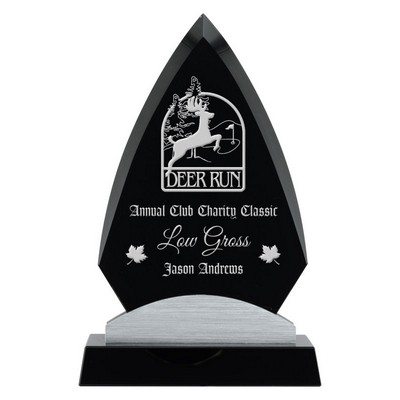 Anchorage Black Glass & Crystal Base, Award Trophy, 9