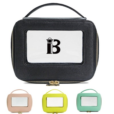 Pu Leather Clear Portable Makeup Bag