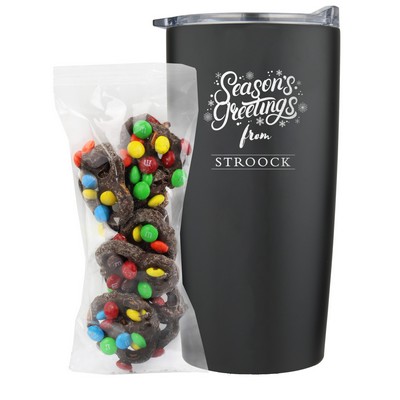 Promo Revolution - 20 Oz. Straight Tumbler Gift Set w/ Milk Chocolate Pretzels w/ Mini M&M'S®