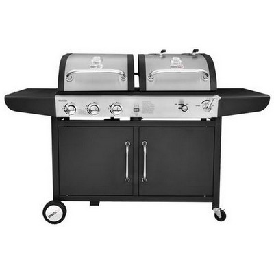 Keg Products Black/Silver 3-Burner Gas & Charcoal Combo Grill