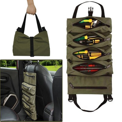 5 Pockets Canvas Tool Roll Up Bag