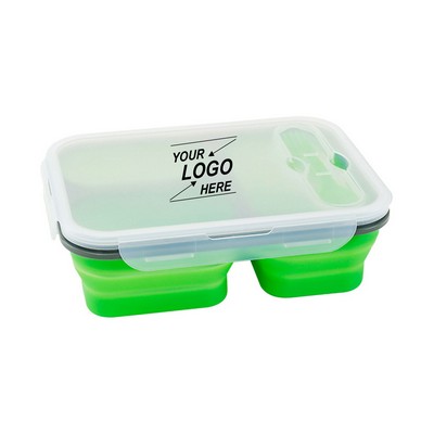 Foldable Silicone Bento Lunch Box with 3 Compartments