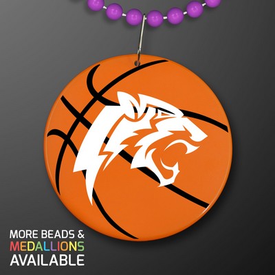 Basketball Medallions on Purple Beads Necklace (NON-Light Up)