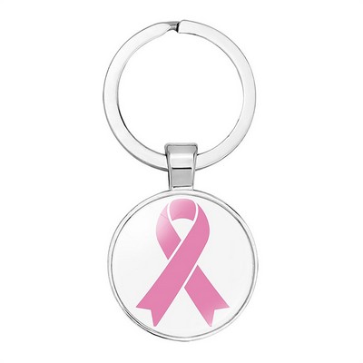 Breast Cancer Awareness Heart Keychain