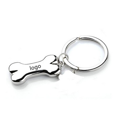 Silver Dog Bone Charm Pendant Keychain