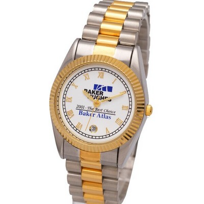 Designer Watch w/Stainless Steel Bracelet Band, Gold Roman Indexes, Japanese Quartz Movement