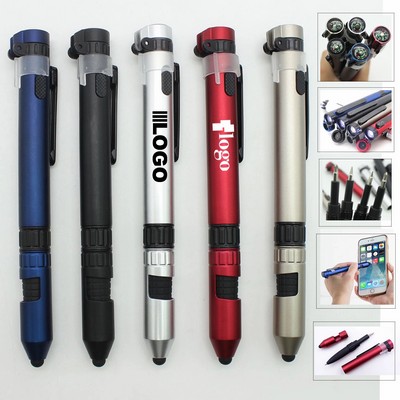 6 In 1 Compass Led Screwdriver Stylus Ballpoint Pen