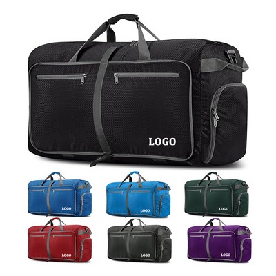 70L Large Foldable Travel Duffle Bag with Shoes Compartment