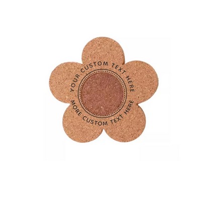 Reusable 4" retro flower shape cork Coaster/Wood Coaster for desk and glass table