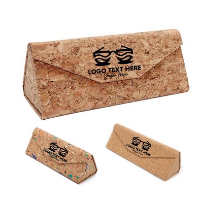 Foldable Triangle Cork Sunglasses Box/Eyeglass Holder Case