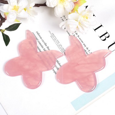 New Customized Butterfly-shaped Pink Crystal Gua Sha Massager