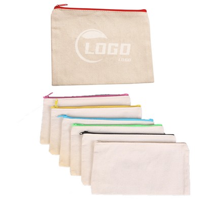 MOQ 100pcs Student Zipper Canvas Pencil Pouch