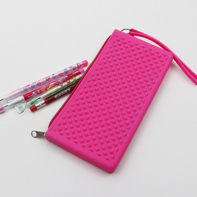 Silicone Pencil Case With Rhombus Pattern