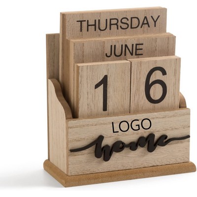 Perpetual Calendar Wooden Blocks Calendar For Home Office Desk