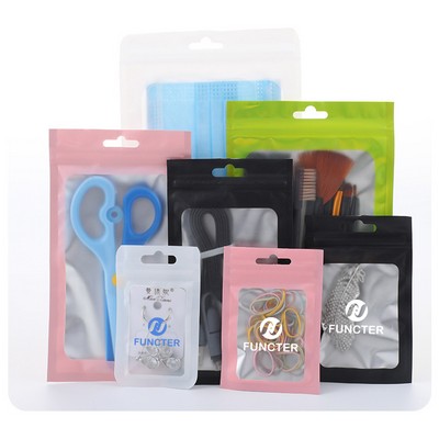 Custom Size 4x7.1" Colorful Resealable Plastic Bags Clear Window Zipper Bag Zip lock Storage Pouch